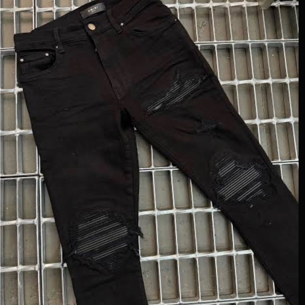 AMIRI Black Distressed Skinny Jeans